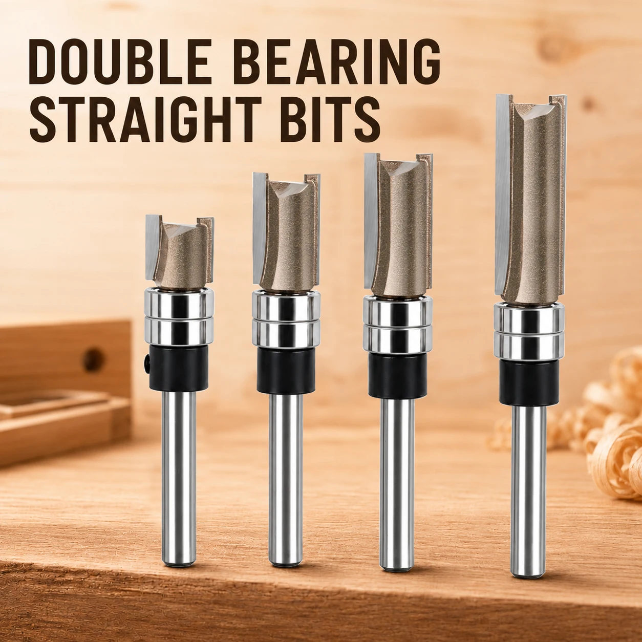 Fräser mit Doppellager, Schablone, gerades Werkzeug, Holzbearbeitung, 6 mm, 1/4" Schaft, zum Rillen in Holz, Kantenbearbeitung, Fräswerkzeug – Detail 1