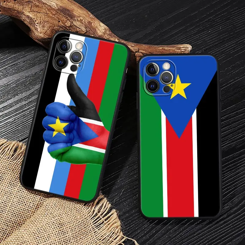 South Sudan Flag Funda For iphone 14 Case For iPhone 15 Pro 11 12 13 Mini 14 Pro Max XS X 7 8 Plus SE 2020 Black Case Soft Cover