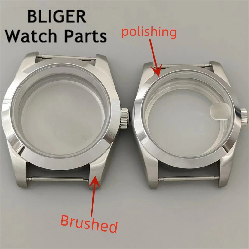 BLIGER 36mm/39mm Brushed Lug Polished Bezel Case Sapphire Glass fit NH35 NH36 NH34 ETA2824 PT5000 movement