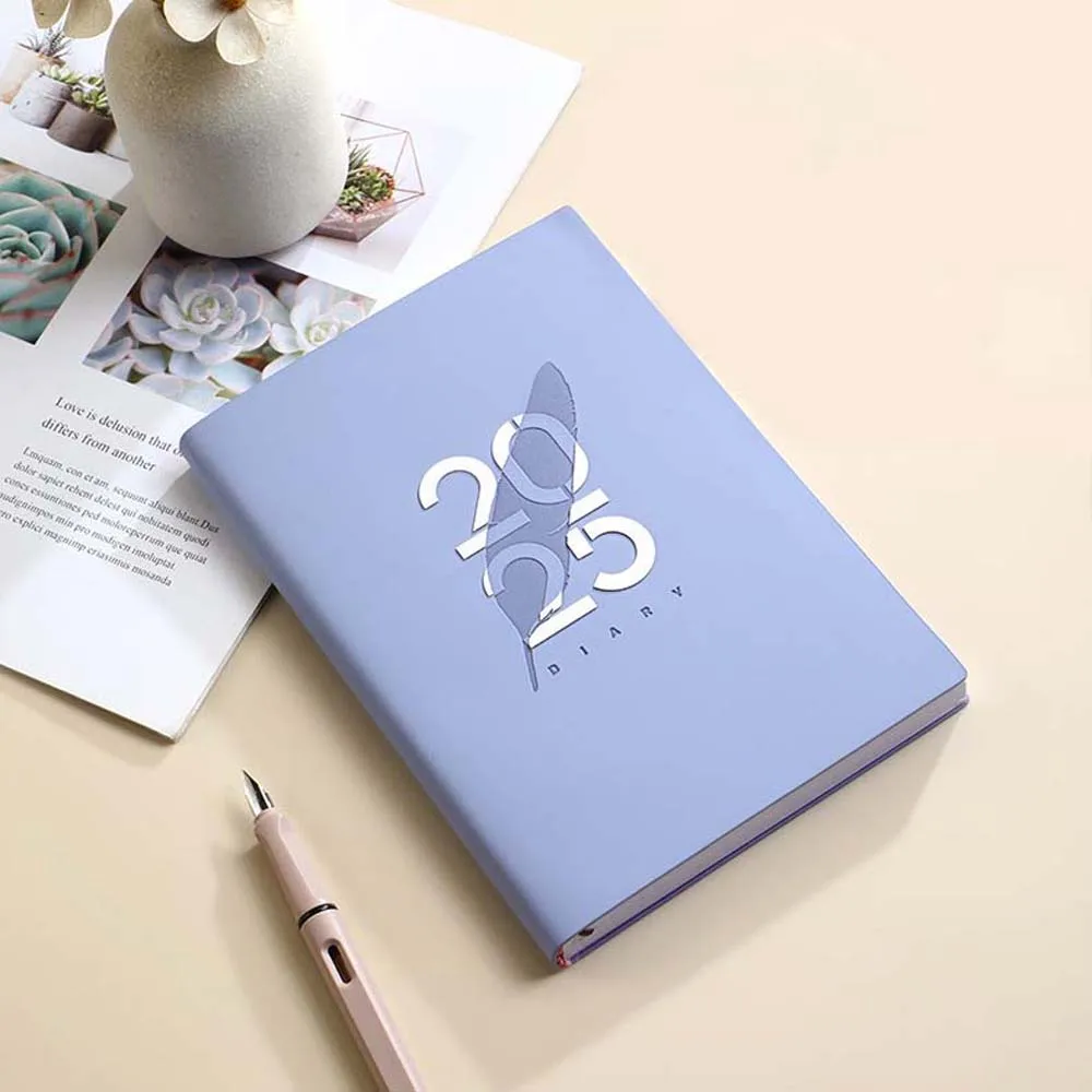 365 日 2025 プランナーノートブックデイリープランナーリマインダースケジュールジャーナル A5 プランナーメモ帳書き込み PU 2025 英語アジェンダブック