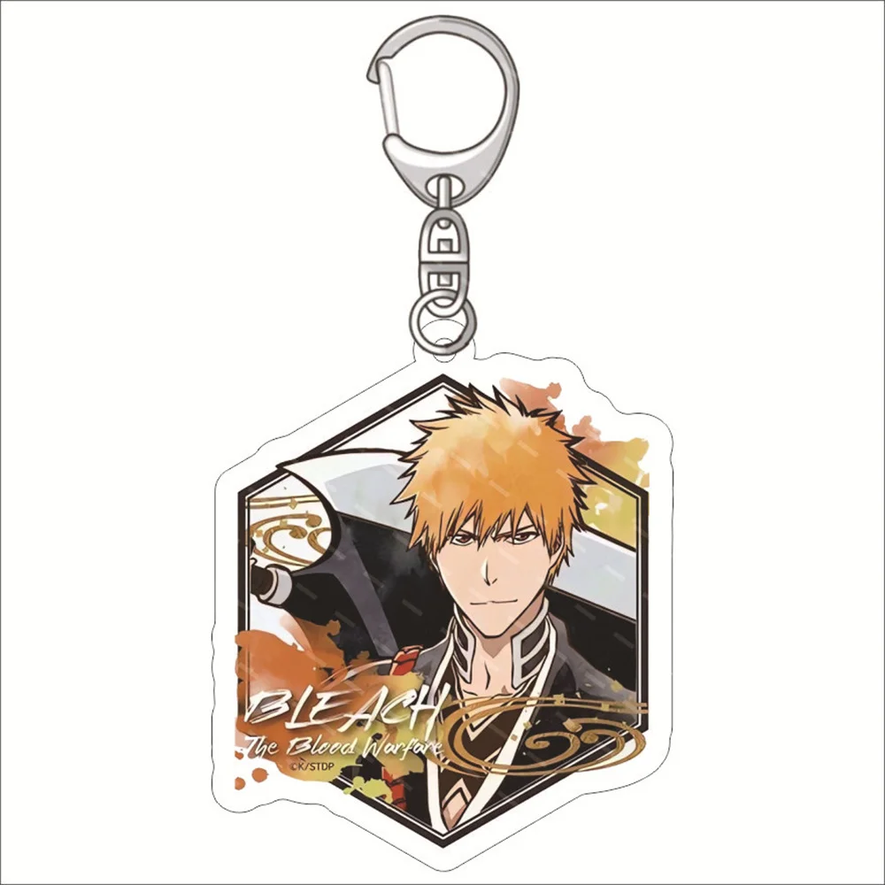 Popular Anime BLEACH The Blood Warfare Acrylic Keychain Kurosaki Ichigo Kuchiki Byakuya Aizen Sousuke Pendant Keyring Series