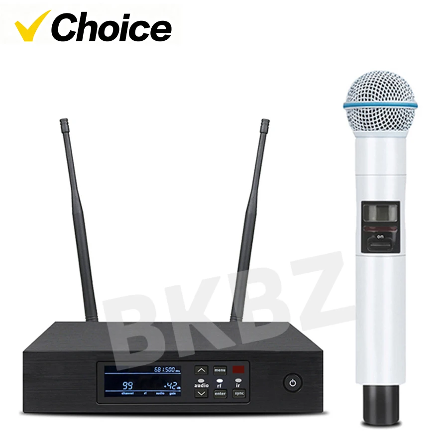 QLXD-B58-White Handheld Professional Wireless Microphone UHF High Quality Karaoke Church Stage Performance