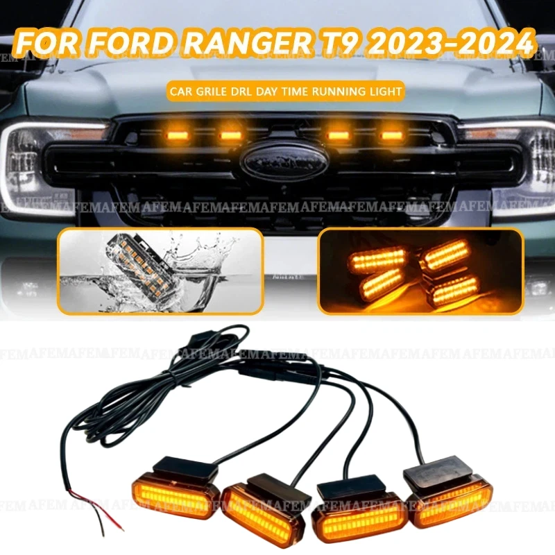 LED Front Grille Light FOR FORD RANGER T9 2023-2024 Car Daytime Running Light Wheel Eyebrow Lamp For Pickup Offroad 12V