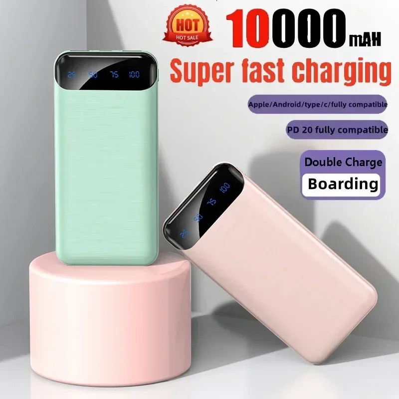 RANWOMEN Power Bank 10000mAh Dual Port Super Fast Charging Portable Thin EXternal Battery Charger Mobile Phone Spare Battery