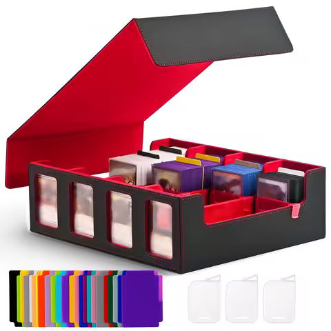 Card exchange storage box with commander display; 2400+deck box, suitable for MTG, with detachable cover; Toploader card sleeve