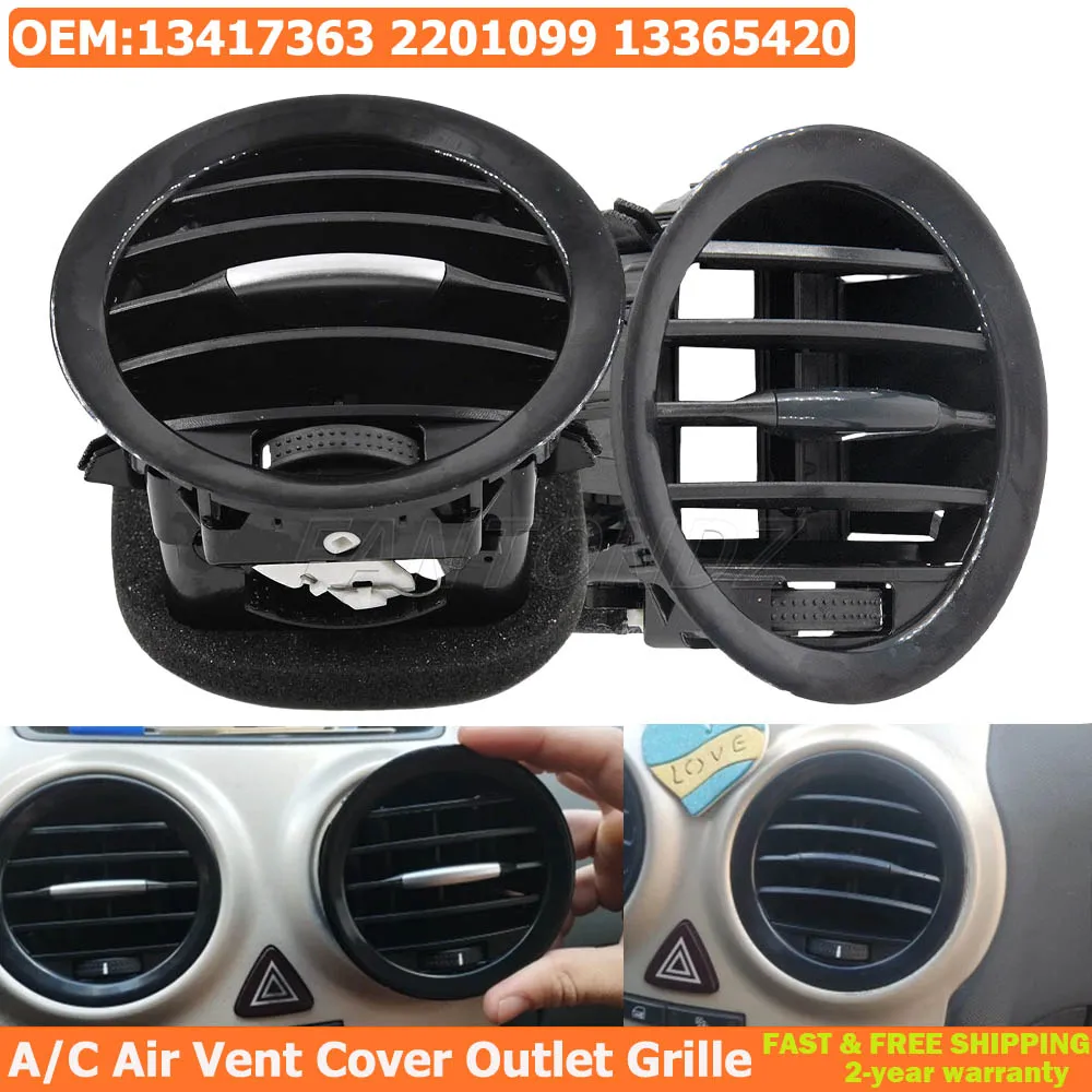 Black/Chrome A/C Air Vent Cover Outlet Grille Fits For Opel ADAM CORSA D MK3 Vauxhall 13417363 2201099