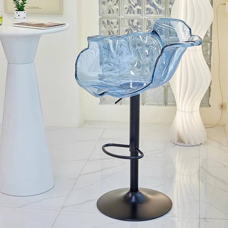 كراسي بار بلاستيكية بسيطة من الألومنيوم الشفاف كراسي بار شاطئ جمالية مريحة من الأكريليك الوردي Cadeira أثاث عصري #6