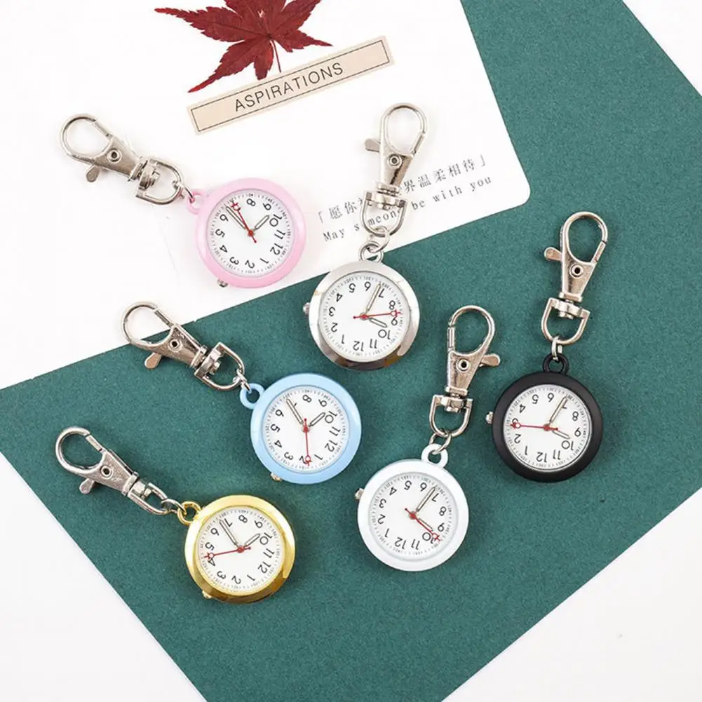 Metal Keychain Waist Watch Nurse Watch Simple Doctor Hanging Fob Watch Large Dial Luminous Nurse Battery Power Keychain Watches