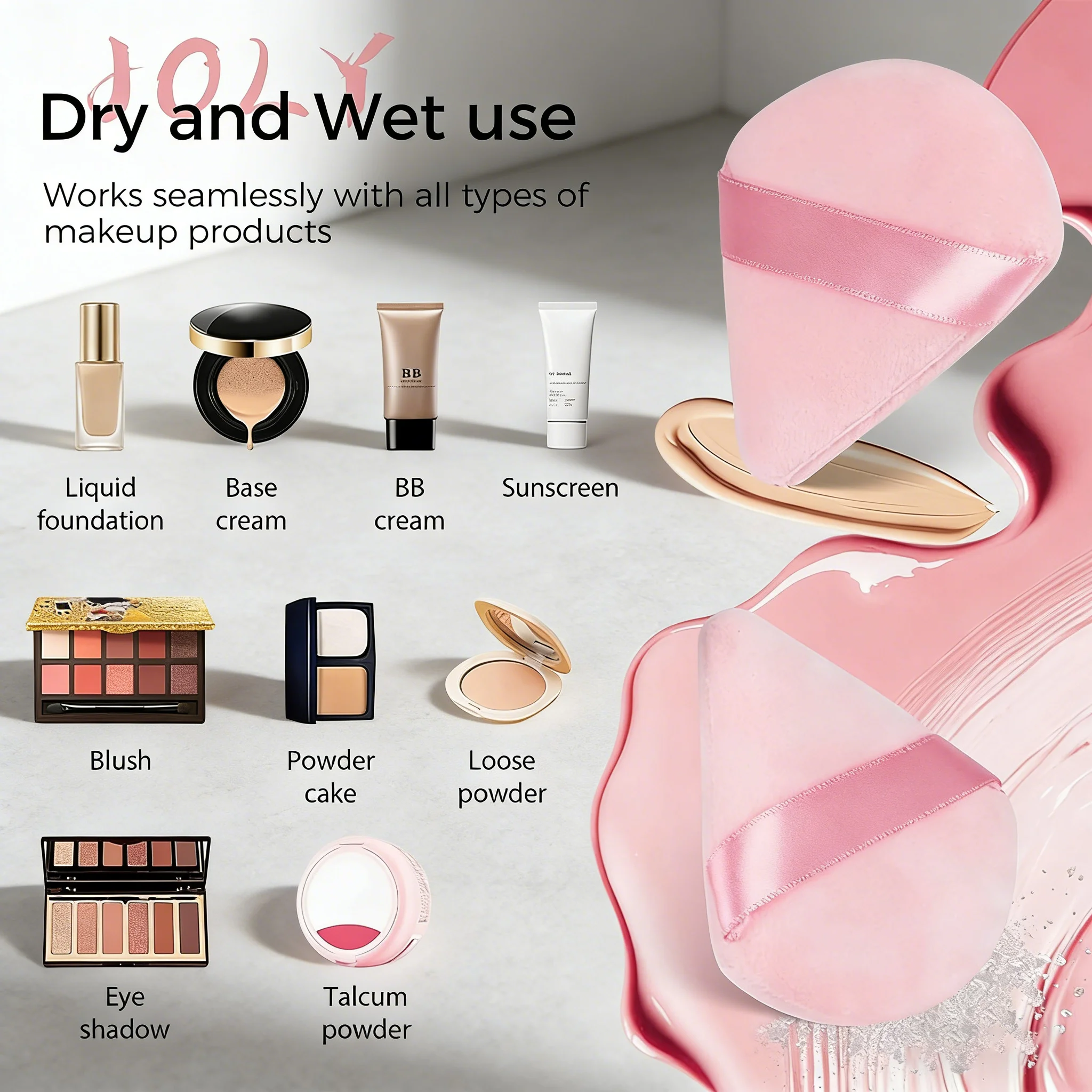 5/10 pçs rosa triângulo pó puff, esponja de maquiagem de veludo preto para mistura de fundação, macio cosméticos rosto liquidificador ferramenta de beleza se