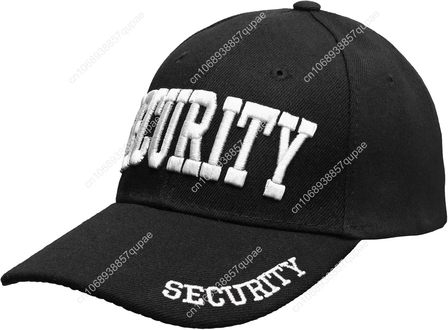 Security Hat Baseball Cap - Gold or White Embroidery Security Front, Bill & Back - Adjustable Size