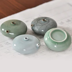 Huichang Rui Ru Kill Celadon Water Drop cerámica Inkstone caligrafía taza de agua Ink Drop Pot cuatro tesoros del estudio chino