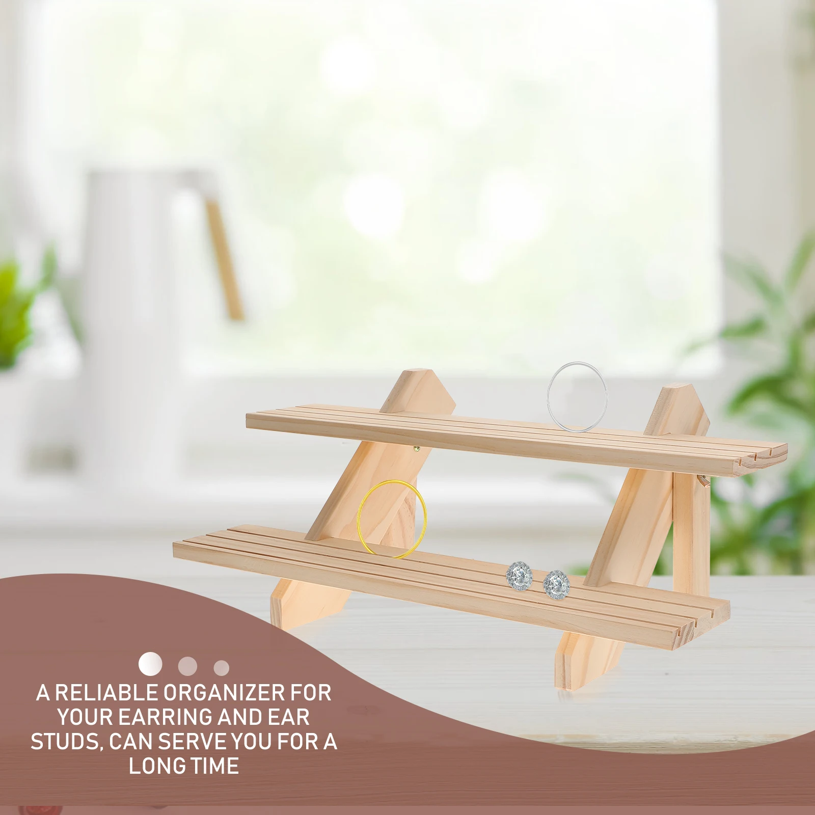 

Multi-layer Jewelry Rack Earrings Showcase Stand Holders Display for Selling Wooden