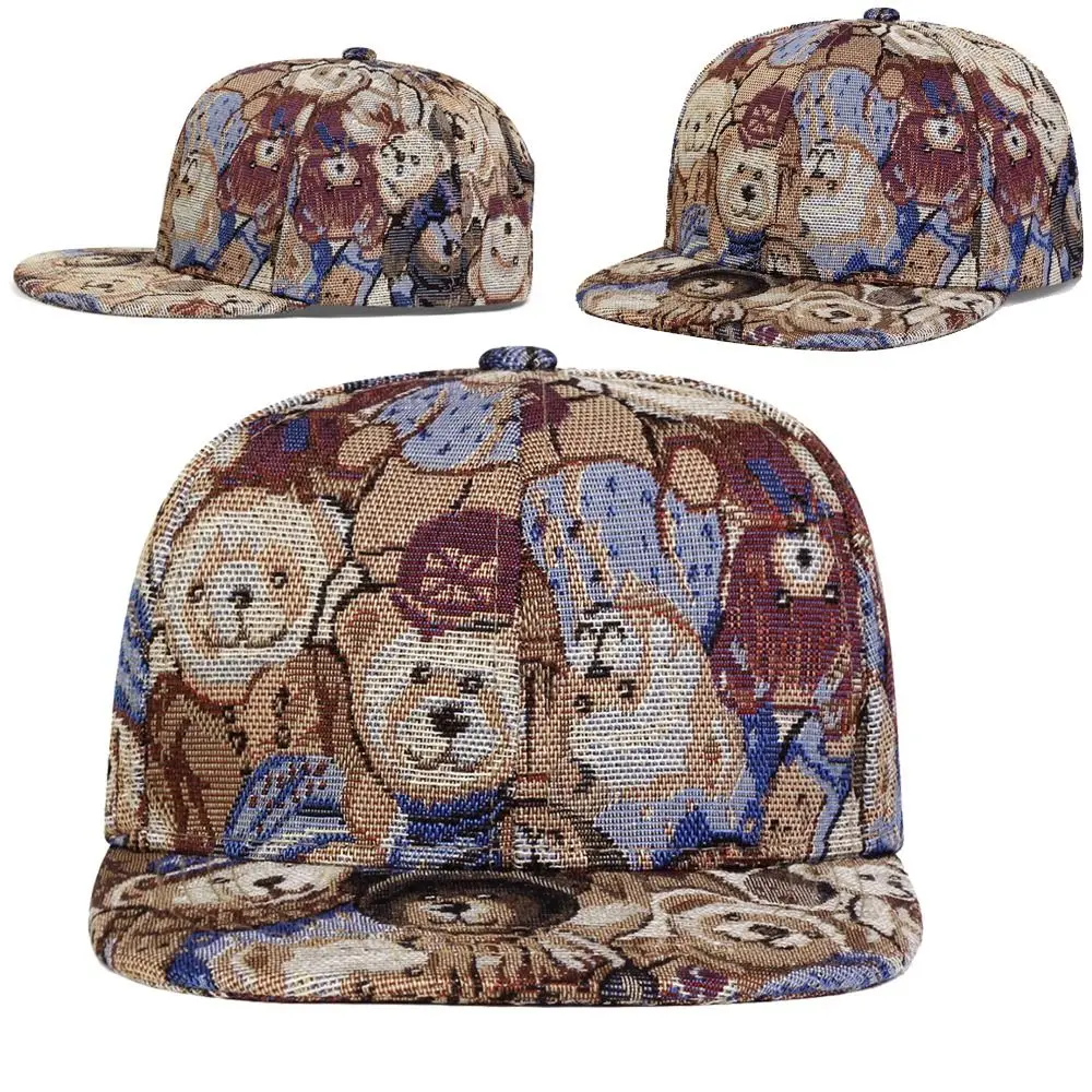 

Fashion Cute Bear Print Children's Baseball Cap Cotton Cartoon Snapback Caps Flat Brim Hip Hop Vintage Hat