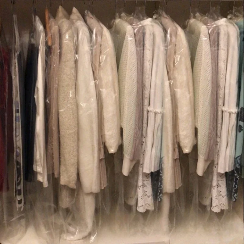 

Подвесной пылезащитный чехол для одежды, чехол для свадебного платья, костюм, сумка для хранения пальто, прозрачный, полностью многоразовый, утолщенный чехол для одежды