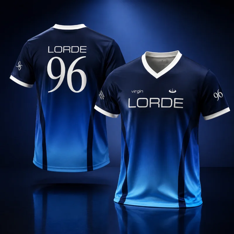 New 3D Gradient Lorde 96 Double-sided Mesh V-neck Jersey Y2K Pop Concert Street Wear Breathable Fast Drying Sports T-shirt