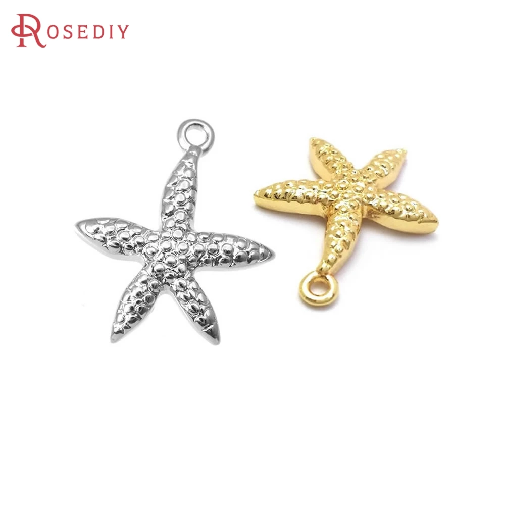 

10PCS 18K Gold Color Brass Starfish Charms Pendants High Quality Diy Necklace Earrings Charms Jewelry Making Accessories