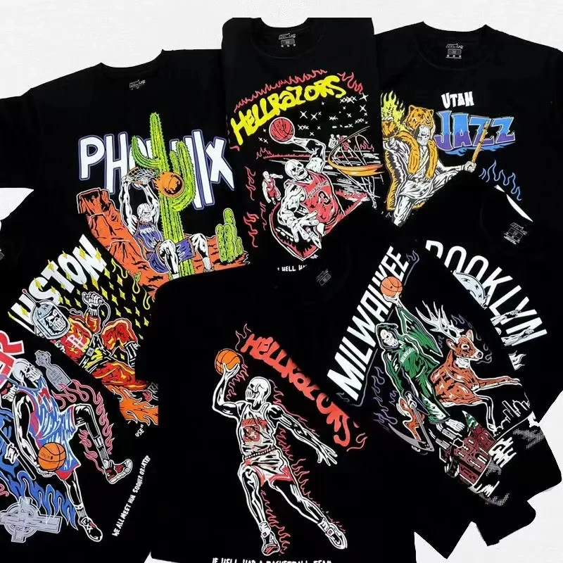 Unisex T-Shirt Y2K Vintage Basketball-Print Polyester Rundhals Atmungsaktives Sport-Freizeit-Kurzarm-Oberteil – Detail 2