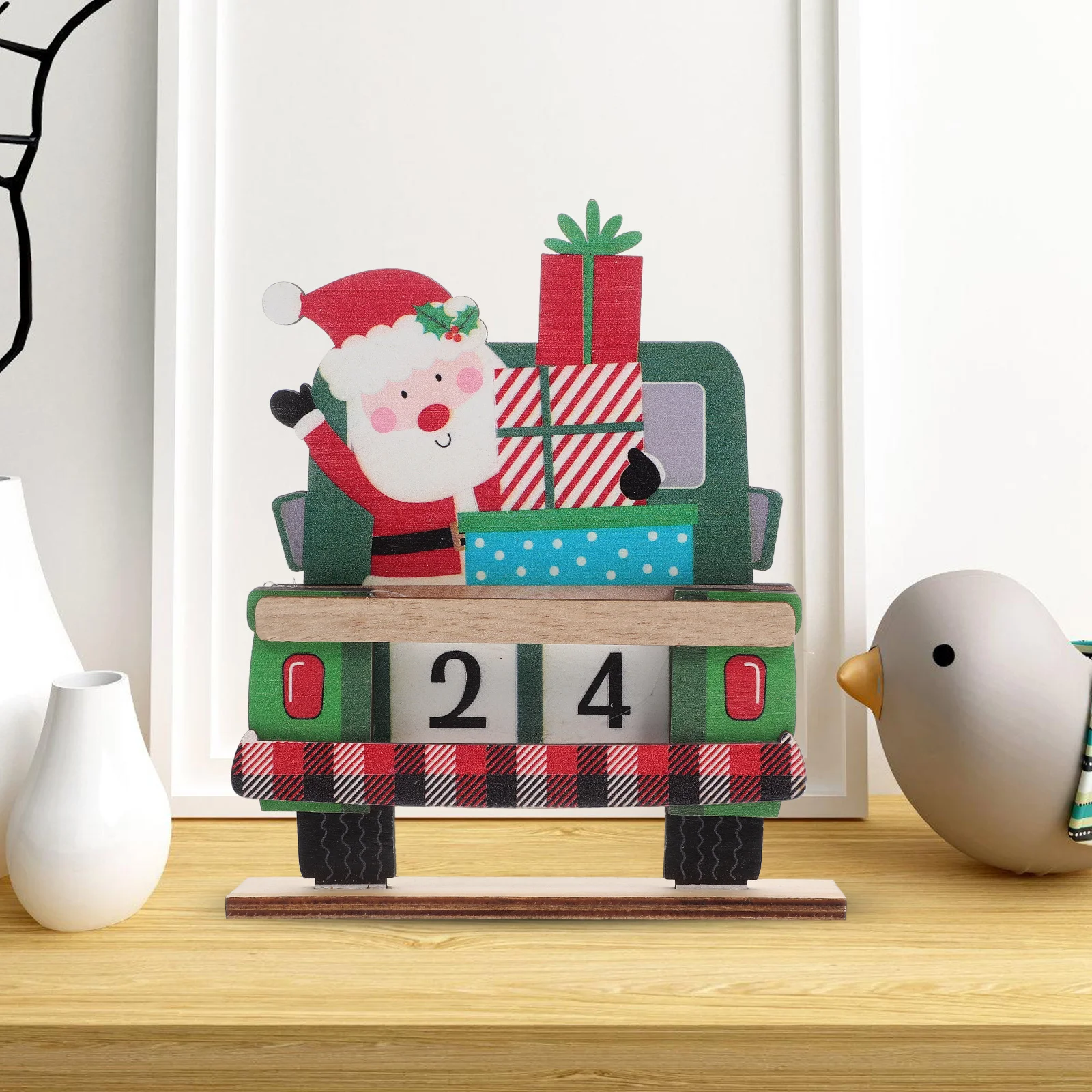 

Xmas Countdown Calendar Wooden Truck Decor Santa Countdown Blocks Days Until Christmas Sign Holiday Table Ornament