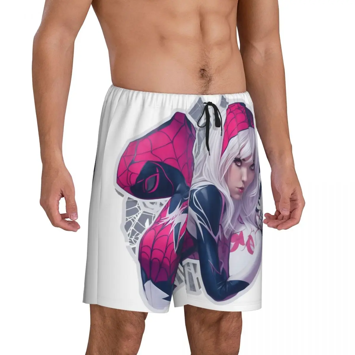 Custom Printed Men's Ghost Spider Girl Pajama Bottoms Sleepwear Pjs Sleep Shorts with Pockets