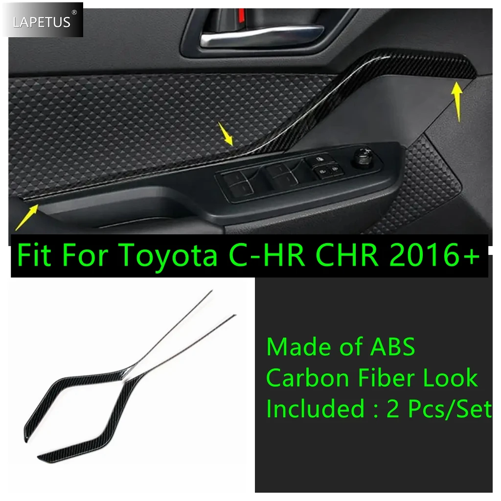 

ABS Car Inner Door Pull Doorknob Handle Stripes Molding Cover Trim For Toyota C-HR CHR 2016 - 2022 Carbon Fiber Look Accessories