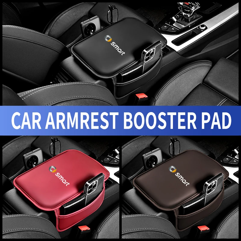 Leather Car Armrest Box Pad Central Arm Rest Storage Pocket Protective Cover For Smart Eq Fortwo Forfour 453 451 452 450 454