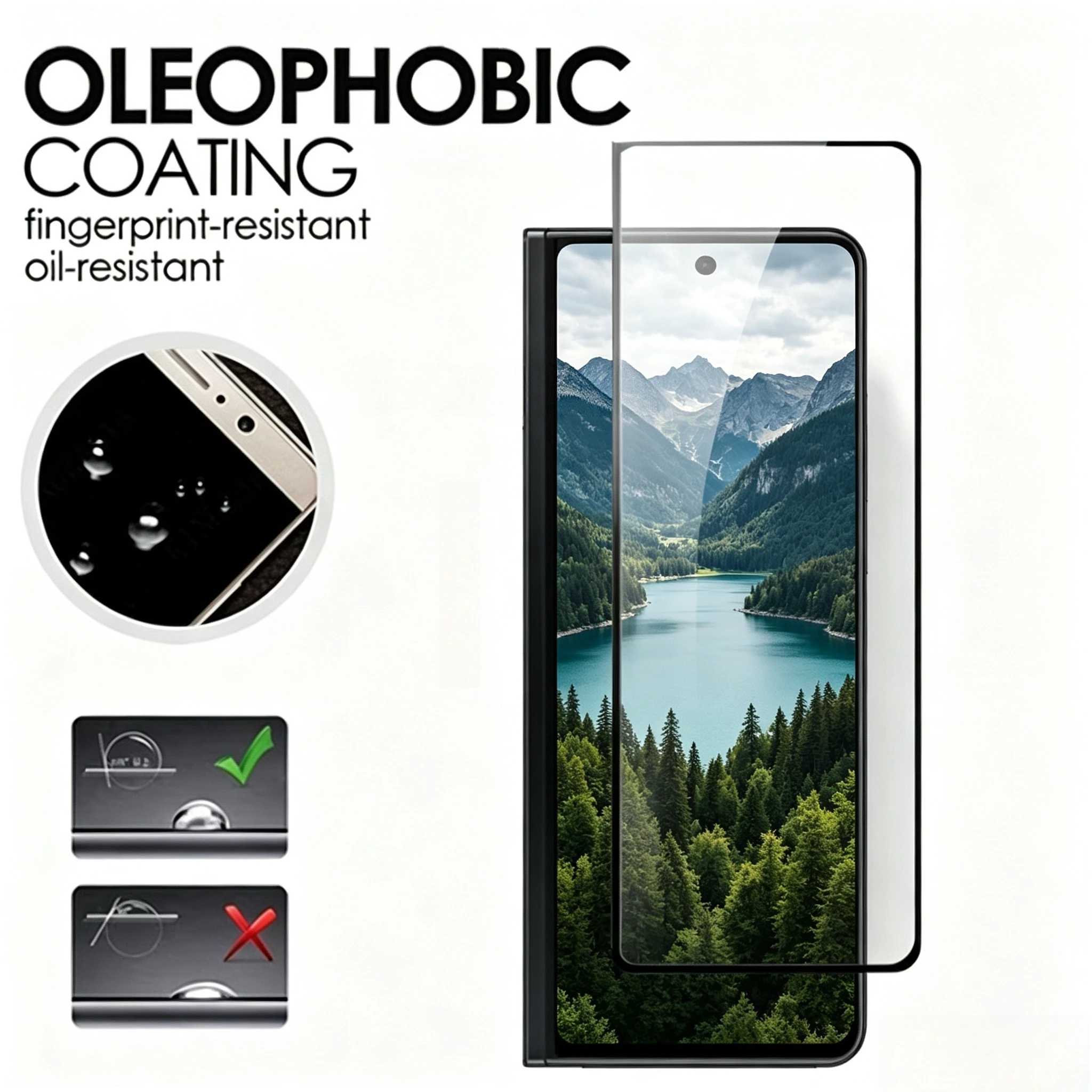 Foldable Phone Outer Screen High-Definition Tempered Glass Film Suitable for Samsung Galaxy Z Fold 8/ Z Fold 7/ Z Fold 6/ Z Fold 5/ Z Fold 4/ Z Fold 3/ Z Fold 2. Foldable Phone Protective Film, High-Transparency Glass Film, Smooth Touch, Scratch-Resistant