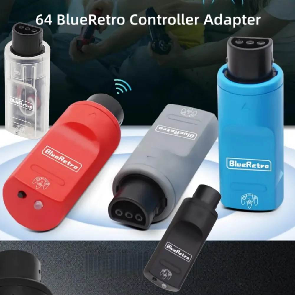 64 Blue Retro Controller Adapter  Console Wireless Bluetooth Compatible Receiver Support for PS3/PS4/PS5/Xbox One//Switch/Wii