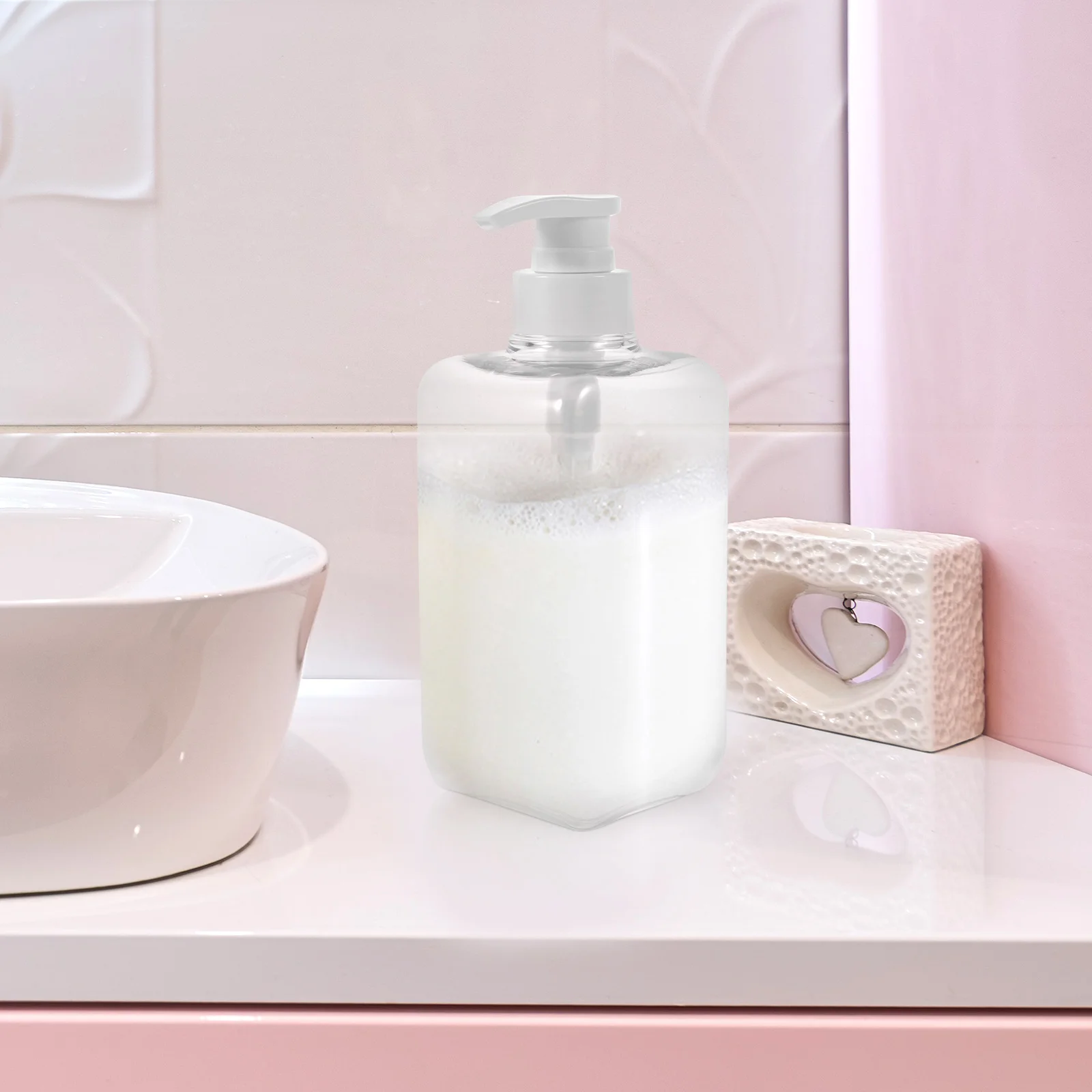 

450ml Empty Soap Pump Bottle Clear Refillable Shower Gel Shampoo Container Lotion Dispenser Liquid Soap Holder