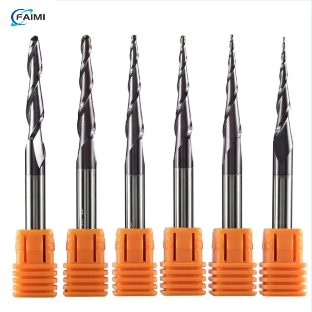 FAlMl HRC55Tungsten Hard,High Temperature Resistant and Wear-Resistant Alloy Coated Conical Ball Head Drill Bits For Wood CNC Dr