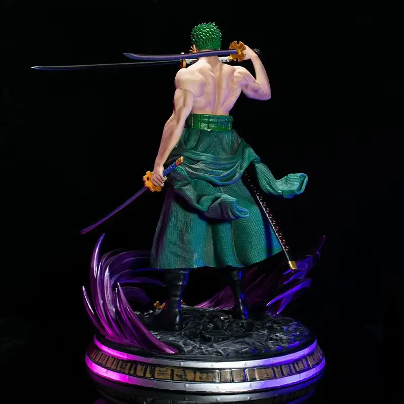 One Piece Jumbo Phantom Zoro Anime Actionfigur 34 cm mit zwei Kopfskulpturen, Desktop-Dekoration, Fans, Ornamente, Collietible-Geschenk