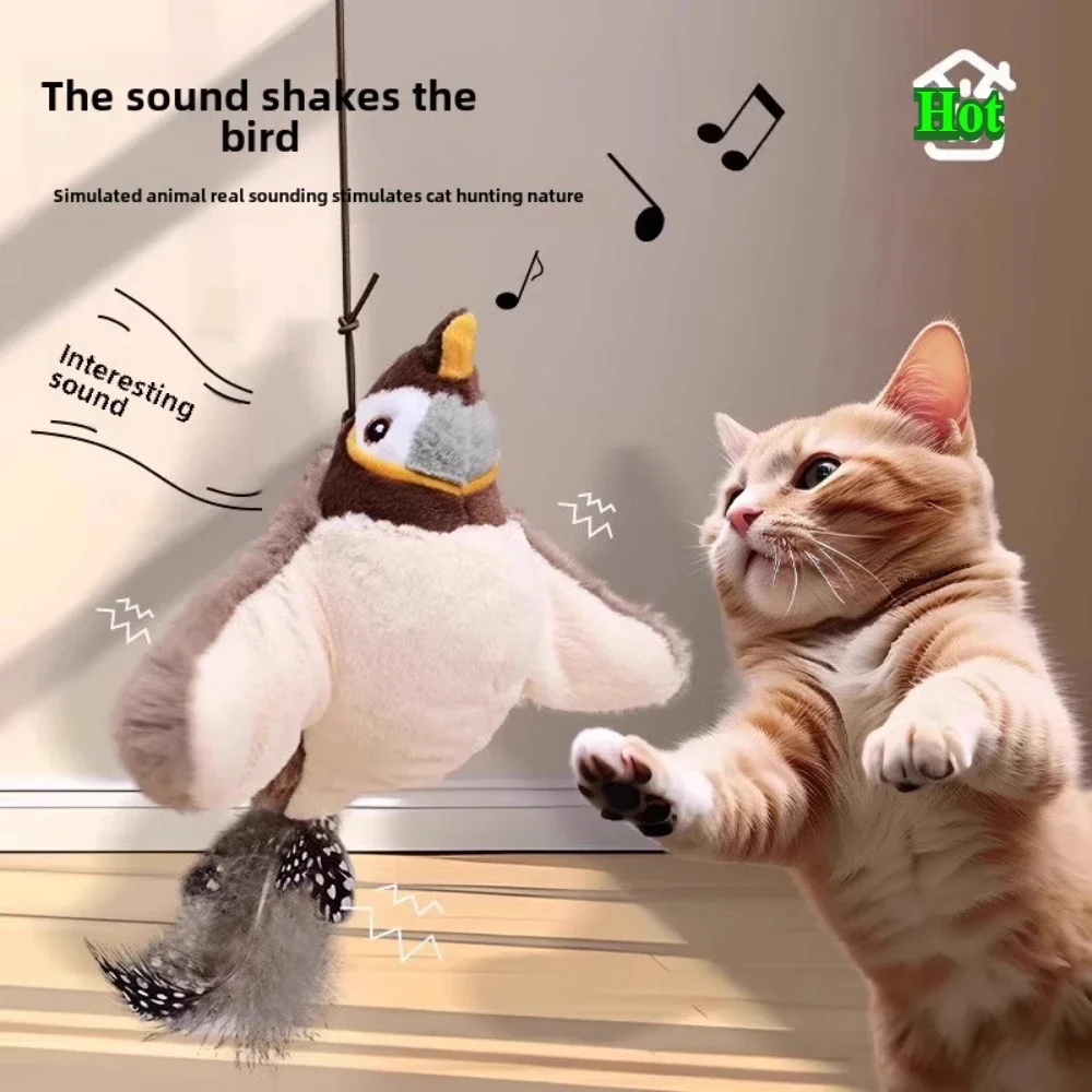 Jouets Interactifs en Peluche pour Chat, Rechargeable, Oiseaux à Claquettes, (ne Peut Pas Voler),