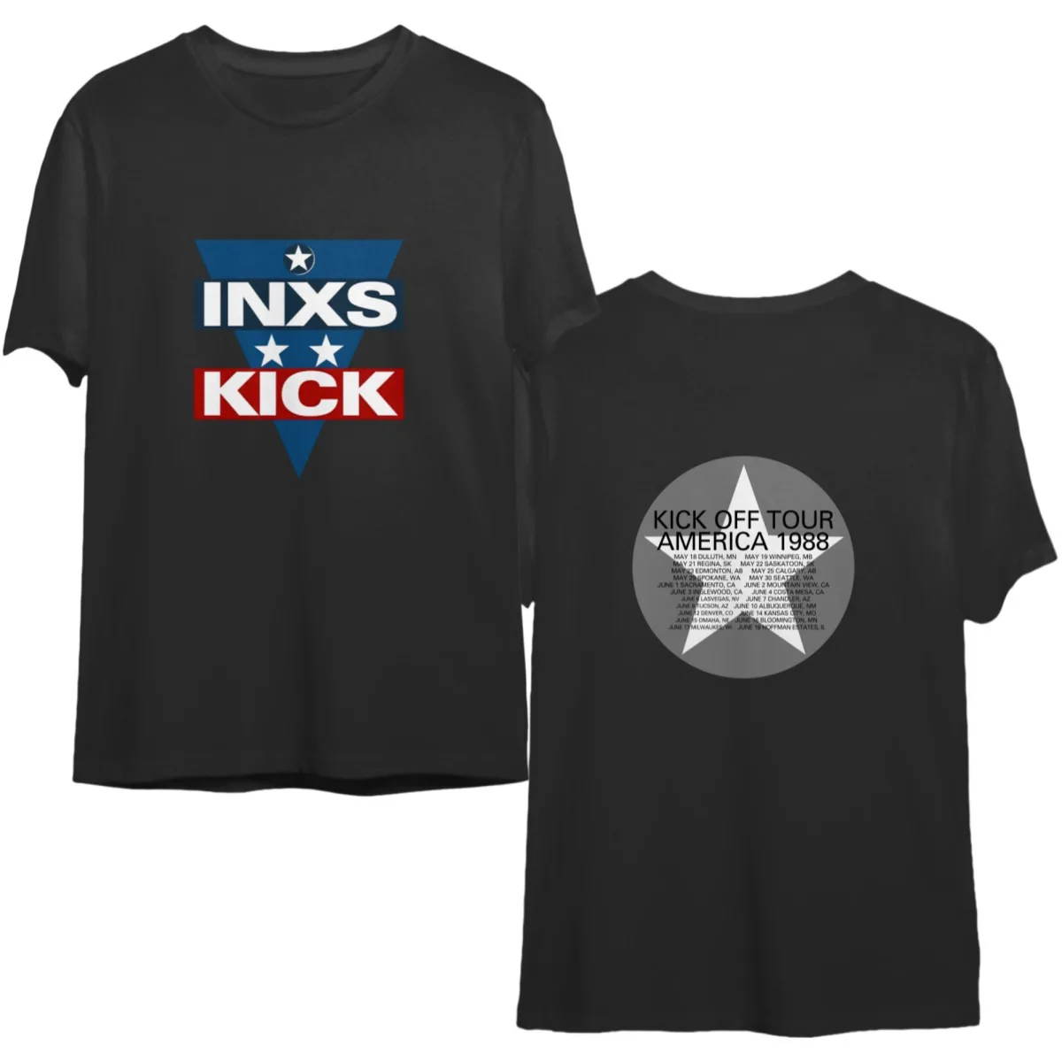 Vintage INXS Kick Off America Tour 1988 Star Band Rock Concert T-Shirt