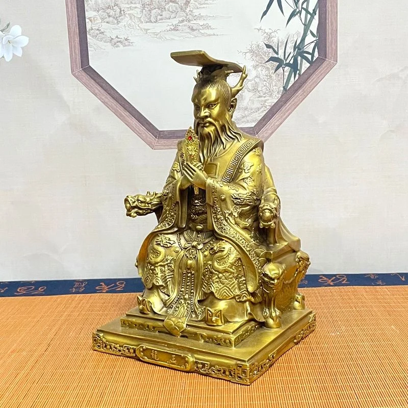 Pure Copper Donghai Dragon King Sitting Bronze Statue Home Furnishing Living Room Ornament