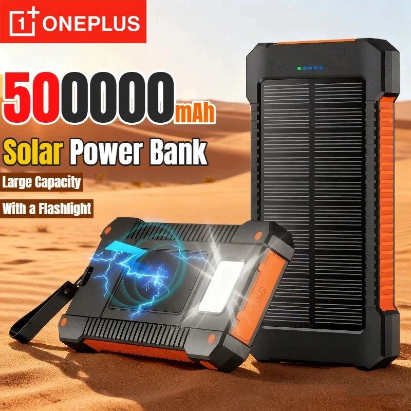 OnePlus New 50000mAh Solar Power Bank Large Capacity Super Fast Charging Portable External Emergency Battery For iPhone Samsung