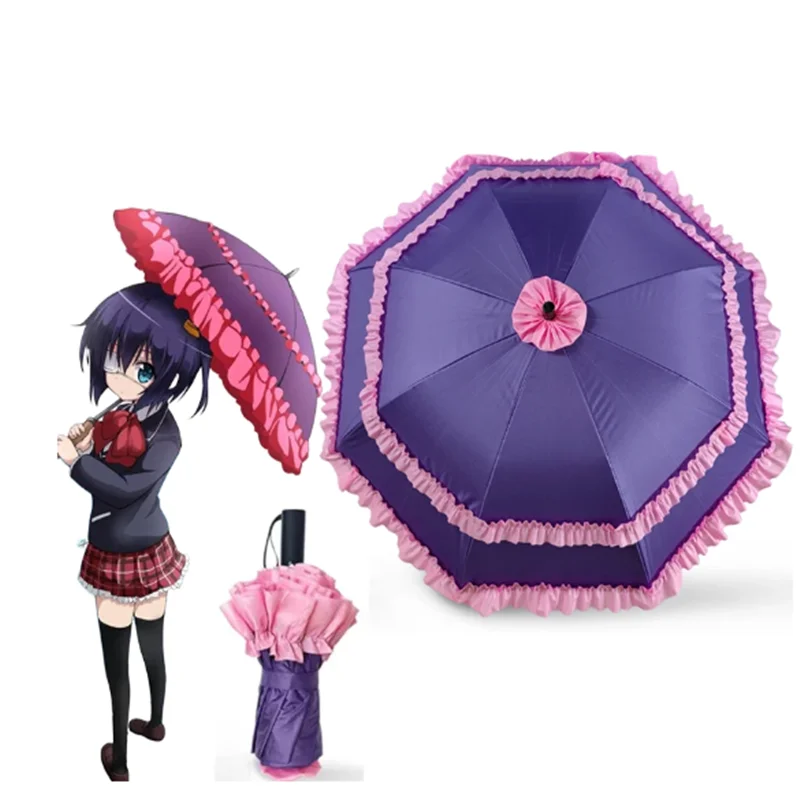 

Anime Love Chunibyo Other Delusions Cosplay Takanashi Rikka Umbrella Lolita Portable Folding Parasol Props Christmas Gift