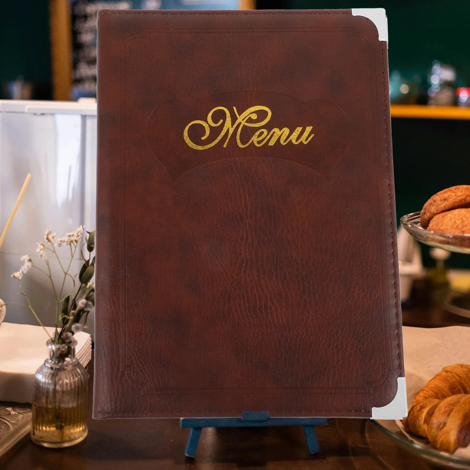 

Sturdy PVC Artificial Book Exquisite Restaurant Folder Multi-functional Holder Cover Decor Modern Design Easy