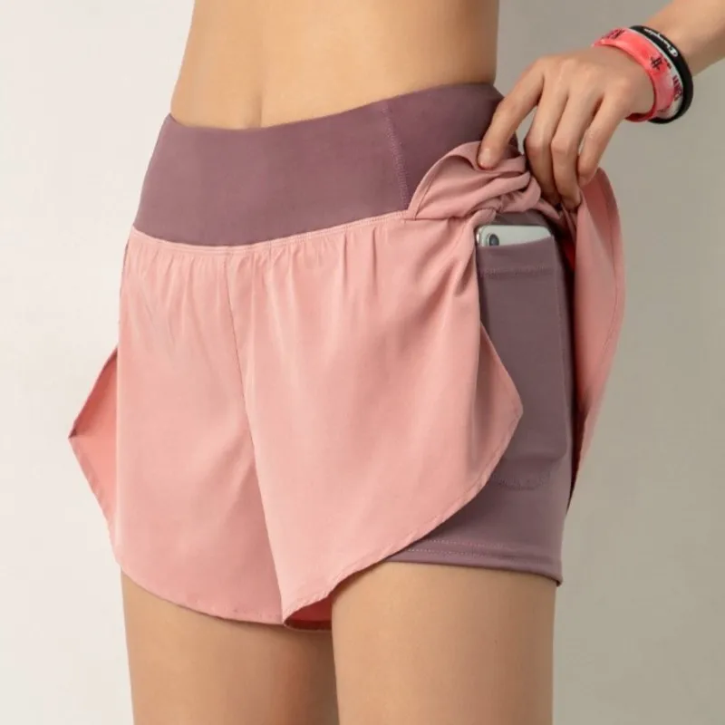 Sport Shorts Women Sportswear Double-deck Running Shorts Yoga Bottoms Summer Gym Fitness Training Jogging Short Pants For Women