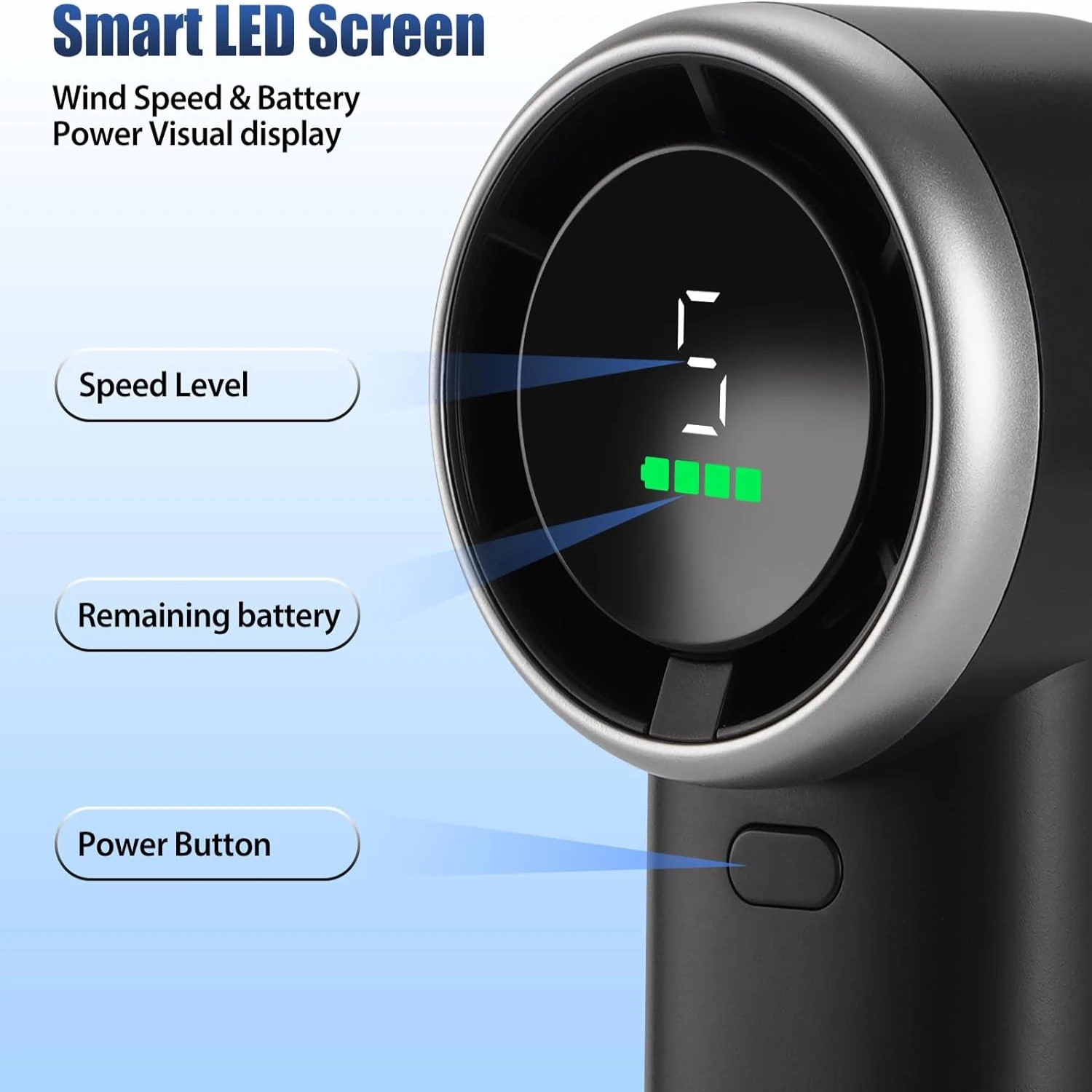 Ventilador compacto elegante y moderno para refrigeración en movimiento. |   Diseño liviano y portátil para un fácil transporte. |   Personaliza el flujo de aire con