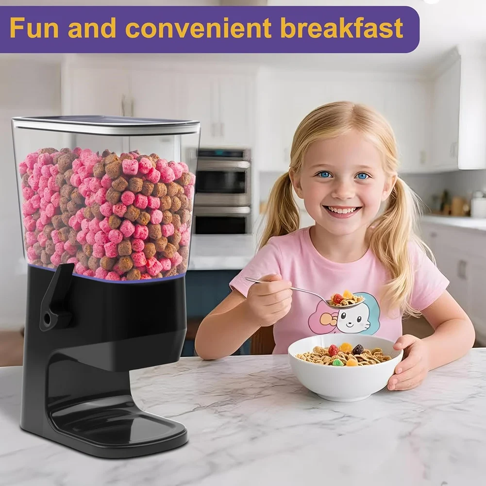 

ABFU-Cereal Dispenser Countertop 3.2L Black, Cereal Container Storage Dispenser For Pantry, Dry Food Cereal Dispenser Single