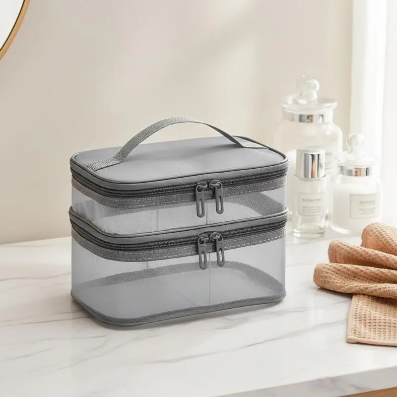 Portable Transparent Mesh Multi-purpose Travel Bag Large Capacity Toiletry Cosmetic Storage Organizer for All Occasions