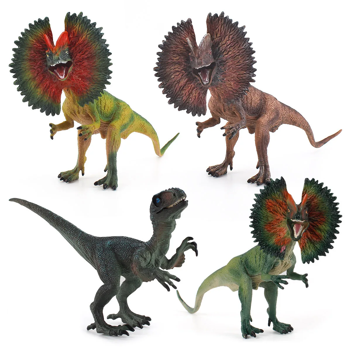 Kids Cognitive Animal Toys Jurassic Dinosaur World Velociraptor Dilophosaurus Funny Mouth Movable Desktop Ornament Model Toys