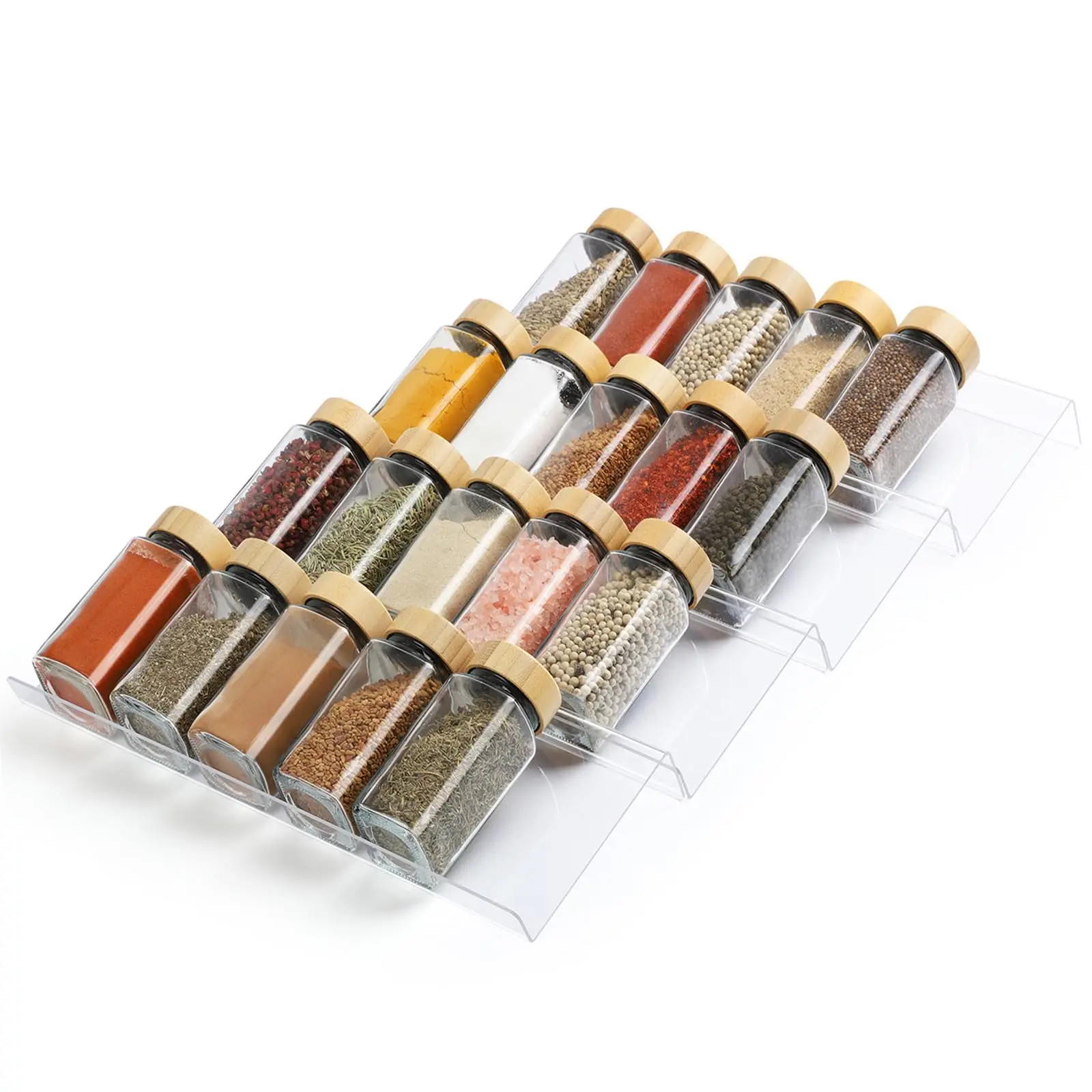 Spice Drawer Organizer 3/4/6 Tier Acrylic Seasoning Organizer Rack Clear Spice Rack Tray Kitchen Seasoning Jars Drawers Insert