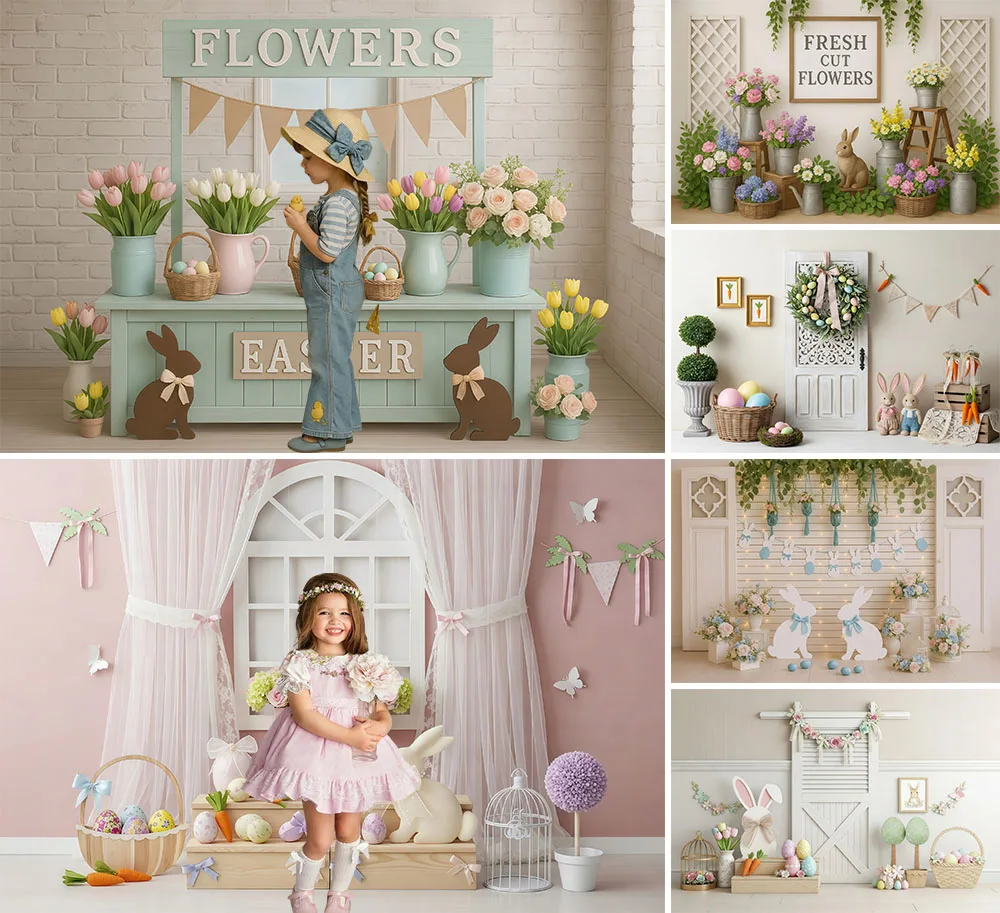 

Весенний пасхальный фон для фотосъемки: деревянная дверь, цветочный магазин, кролик, яйца, детский день рождения, портретный декор, фон для фотостудии