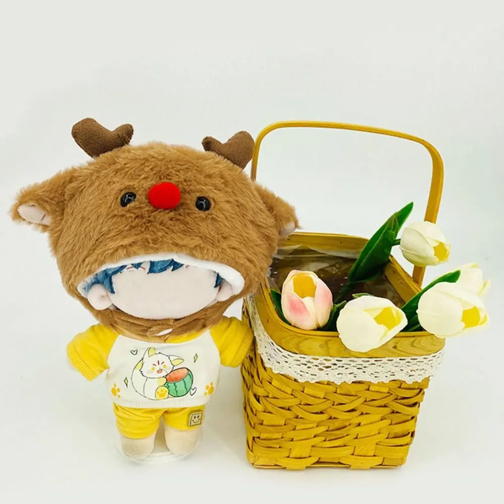 Casco de muñeca de dibujos animados, Gorro con orejas de animales, zorro, ciervo, tiburón, Panda, cerdo, conejo, gato, traje de cambio, juego de vestir, lindo sombrero de felpa, 20CM