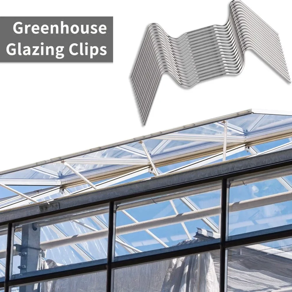 25/50/100pcs Greenhouse Glass Clips  Stainless Steel W Glass Clips For Hollow Slabs, Multiple Wallpapers, Glass Greenhouses