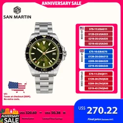 Reloj San Martin NH34 automático de 39mm para hombre, reloj deportivo GMT para buceo, esfera esmaltada de 20bar, reloj de pulsera con cuerda automática AR de zafiro, reloj SN0136