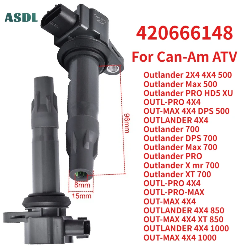 

420666148 Motorcycle Ignition Coil Spark Plug Caps Replace For Can-Am ATV Outlander OUTL-PRO OUT-MAX 2X4 4X4 500 700 850 1000