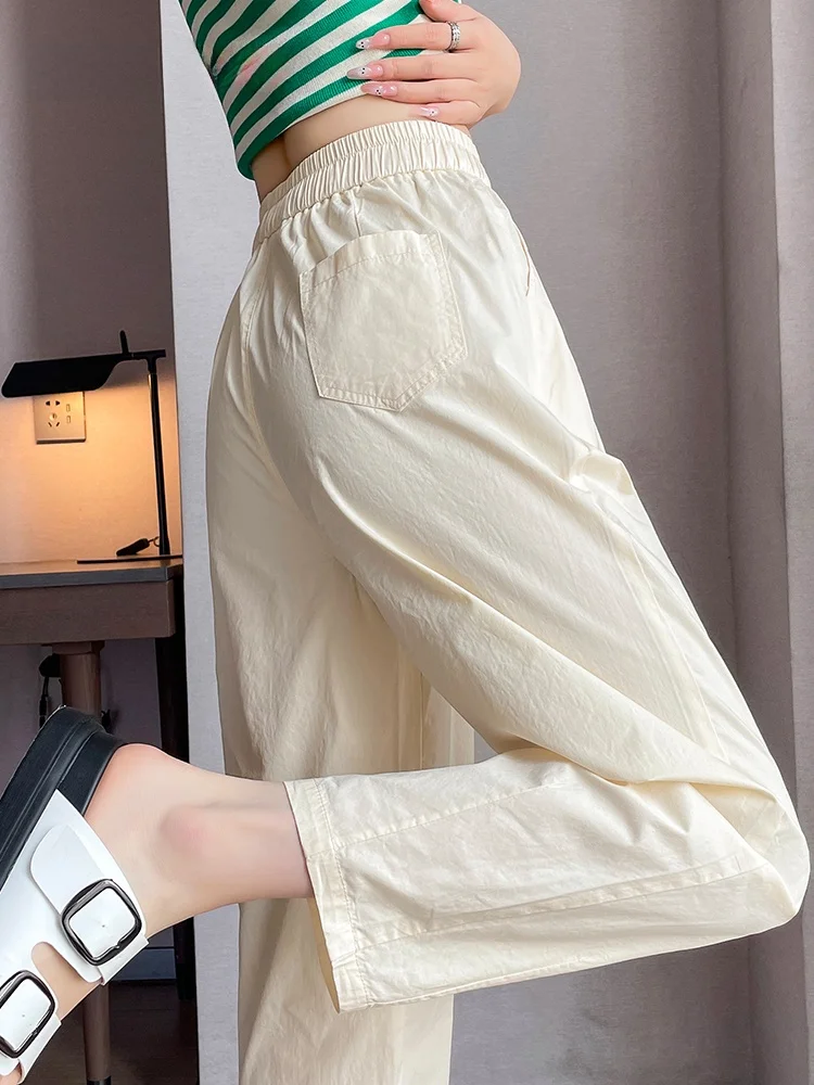 La Chapelle Ice Silk Qui Dry Sports Pants Women Summer Thin Loose Casual Polka Cotton Sun Protection Harem Dad Pants