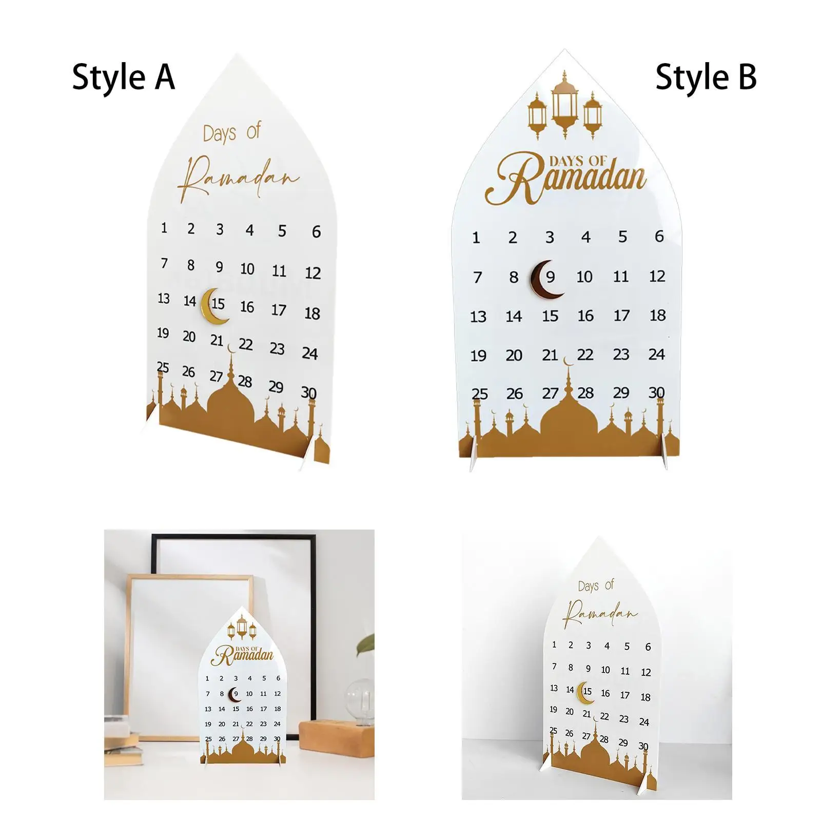 Acrylic Ramadan Calendar Middle East Festival Decor for Shelf Home Tea Room