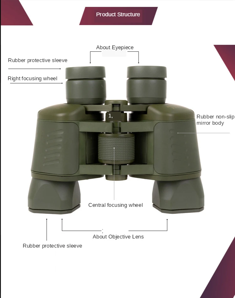50x50 HD Leistungsstarkes Fernglas 2000M Weitreichendes Faltbares Mini-Teleskop BAK4 FMC Optik Für Jagd Sport Outdoor Camping Reisen – Detail 4